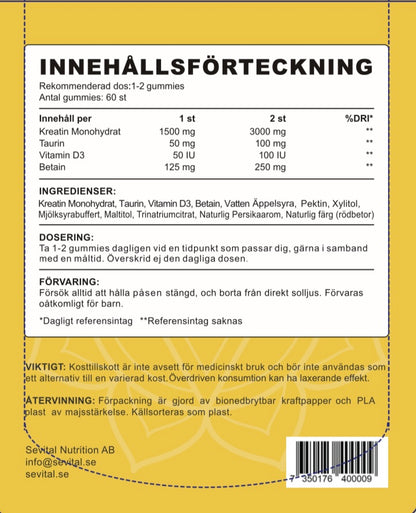 Kreatin Gummies 60 st | Kreatin Monohydrat tuggisar